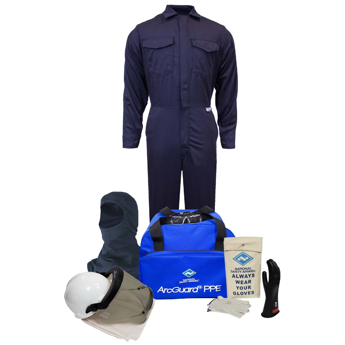 NSA 12 Cal Arc Flash Kit with FR Coverall WITH Gloves and Balaclava in Navy